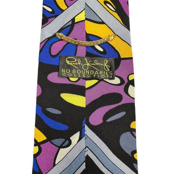 Rush Limbaugh No Boundaries Collection Silk Tie Abstract Multicolor Design Black - Picture 3 of 6